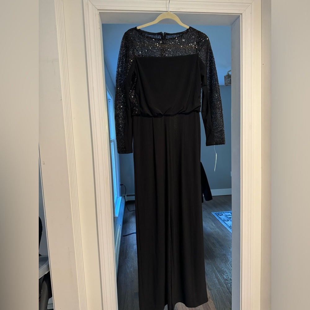 NWT Chaps Black Jumpsuit with Sequin Detail